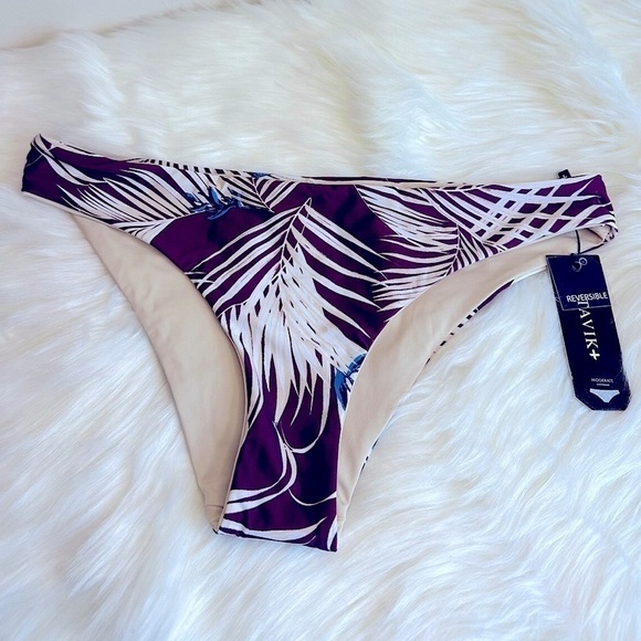 NWT Tavik Ali Reversible Bikini Bottom in Merlot Palm Print Size Medium - Picture 14 of 16
